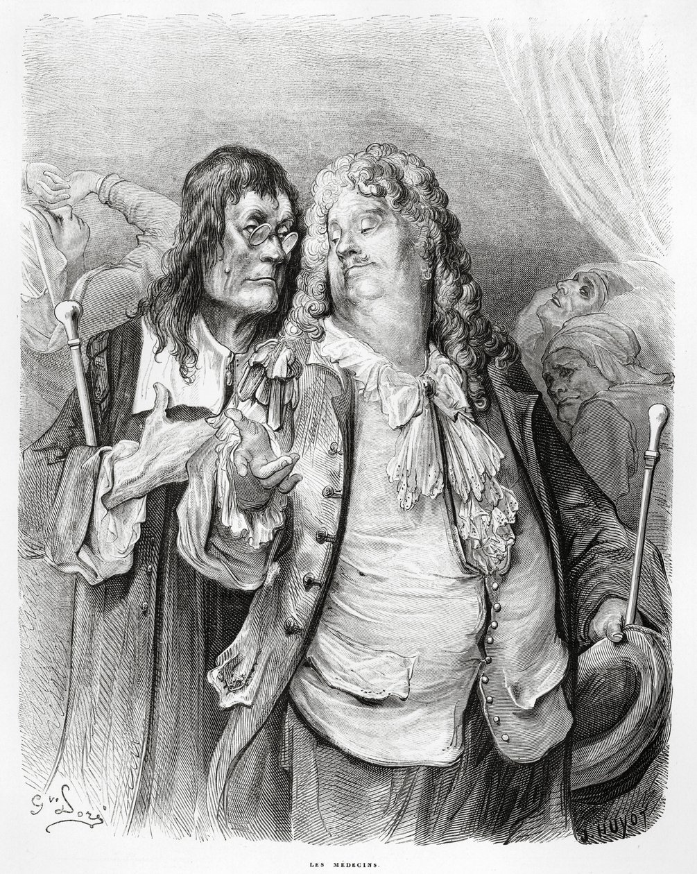 Lékaři, ilustrace z La Fontainových Bajky, 1868 od Gustave Dore