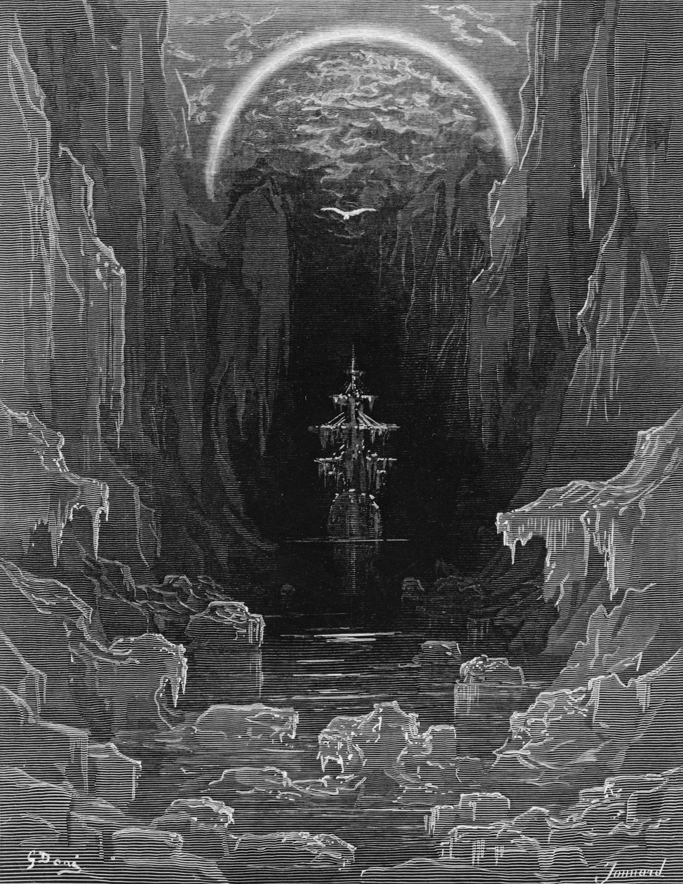 Vzhled albatrosa, který vede opuštěnou loď ze zamrzlých moří Antarktidy, scéna z filmu The Rime of the Ancient Mariner od S.T. Coleridge, od S.T. Coleridge, vydané nakladatelstvím Harper und od Gustave Dore