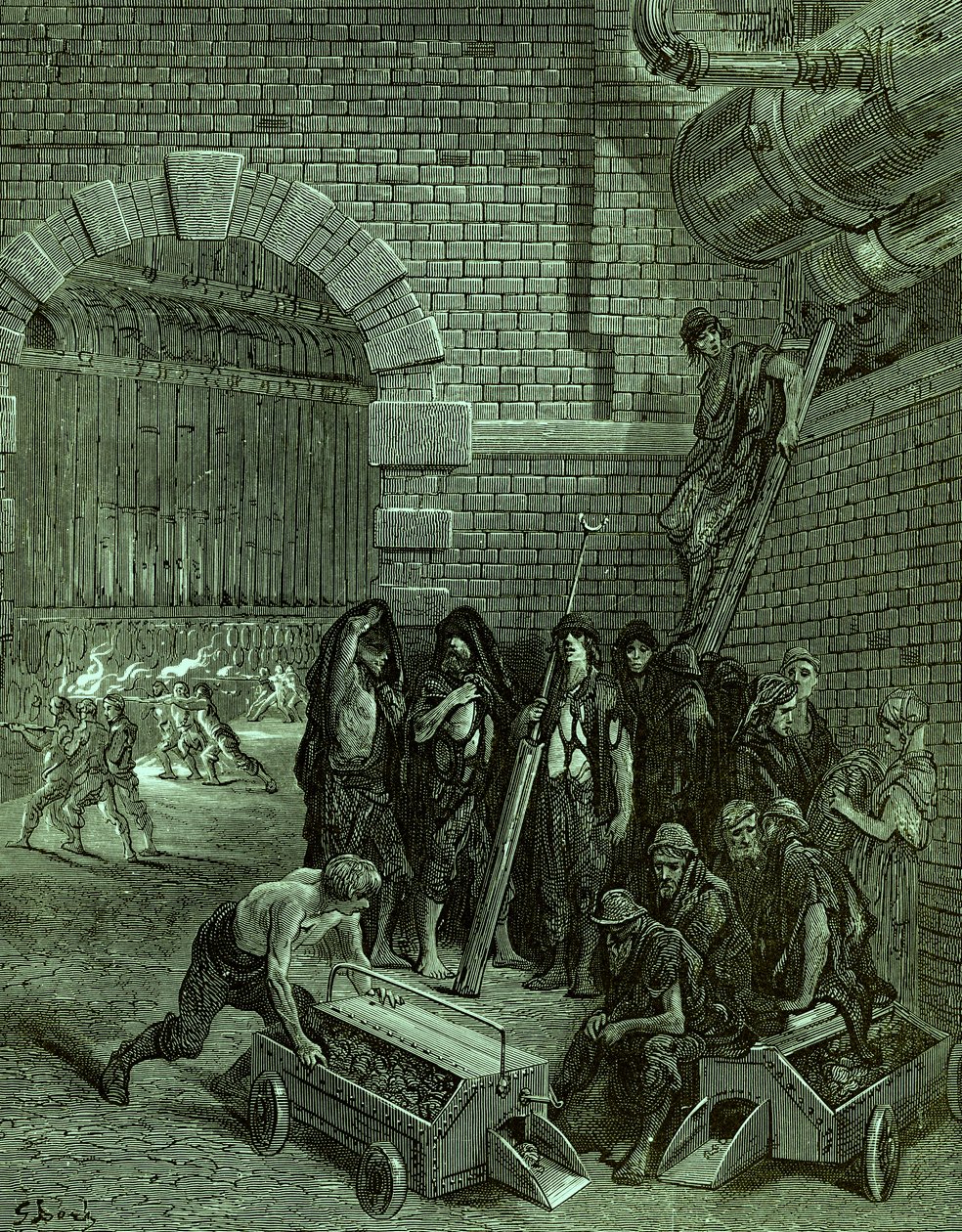 Viktoriánský Londýn Lambeth Gasworks od Gustave Dore