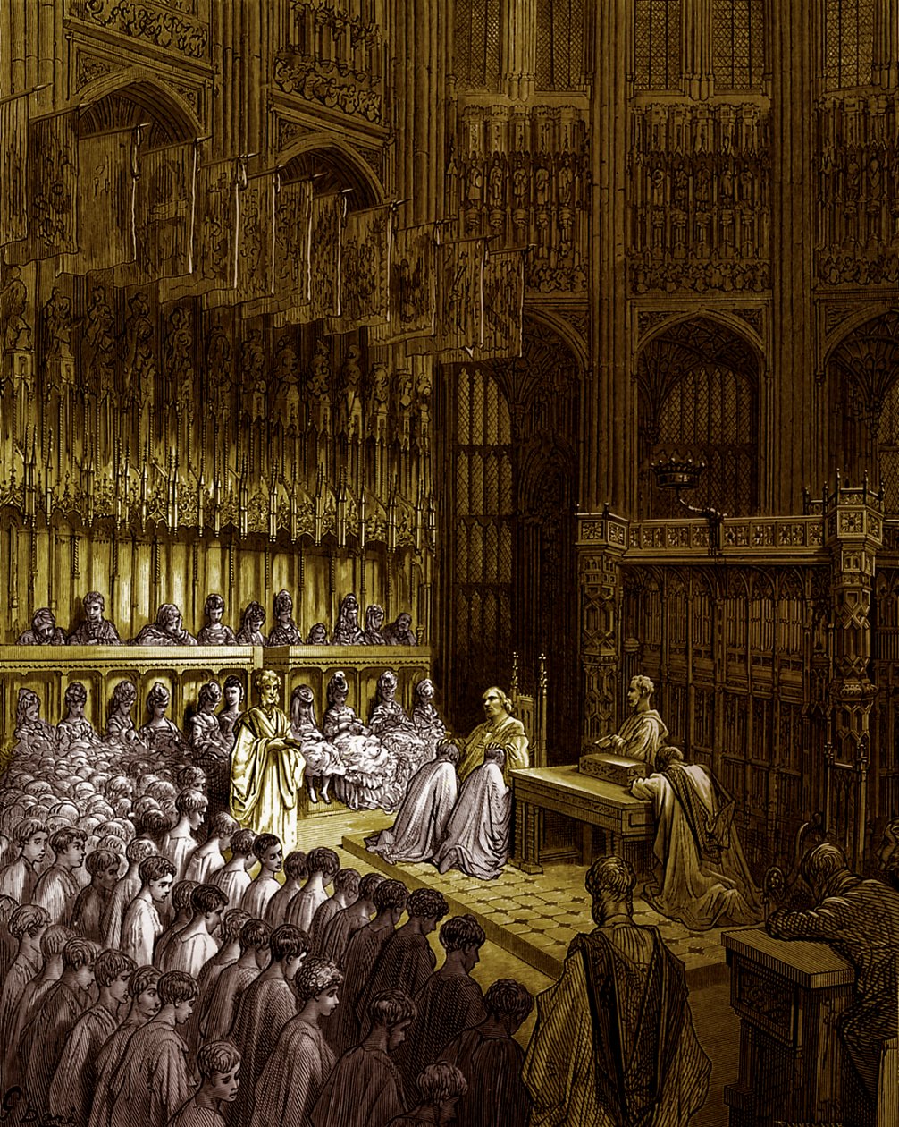 Westminsterské opatství – potvrzení Westminster Boys od Doré od Gustave Dore