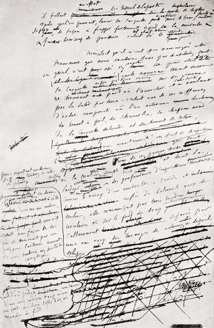 Ze stránky v rukopisu Madame Bovary, od Gustava Flauberta, vydaného v roce 1935 od Gustave Flaubert