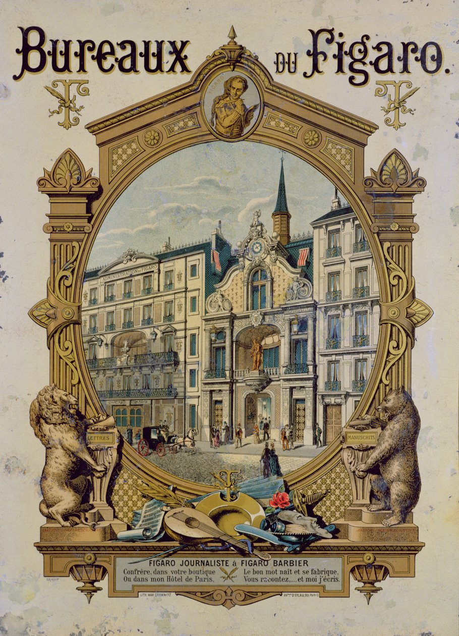 Plakát inzerující pařížské noviny Le Figaro, c.1880 od Gustave Grimoin