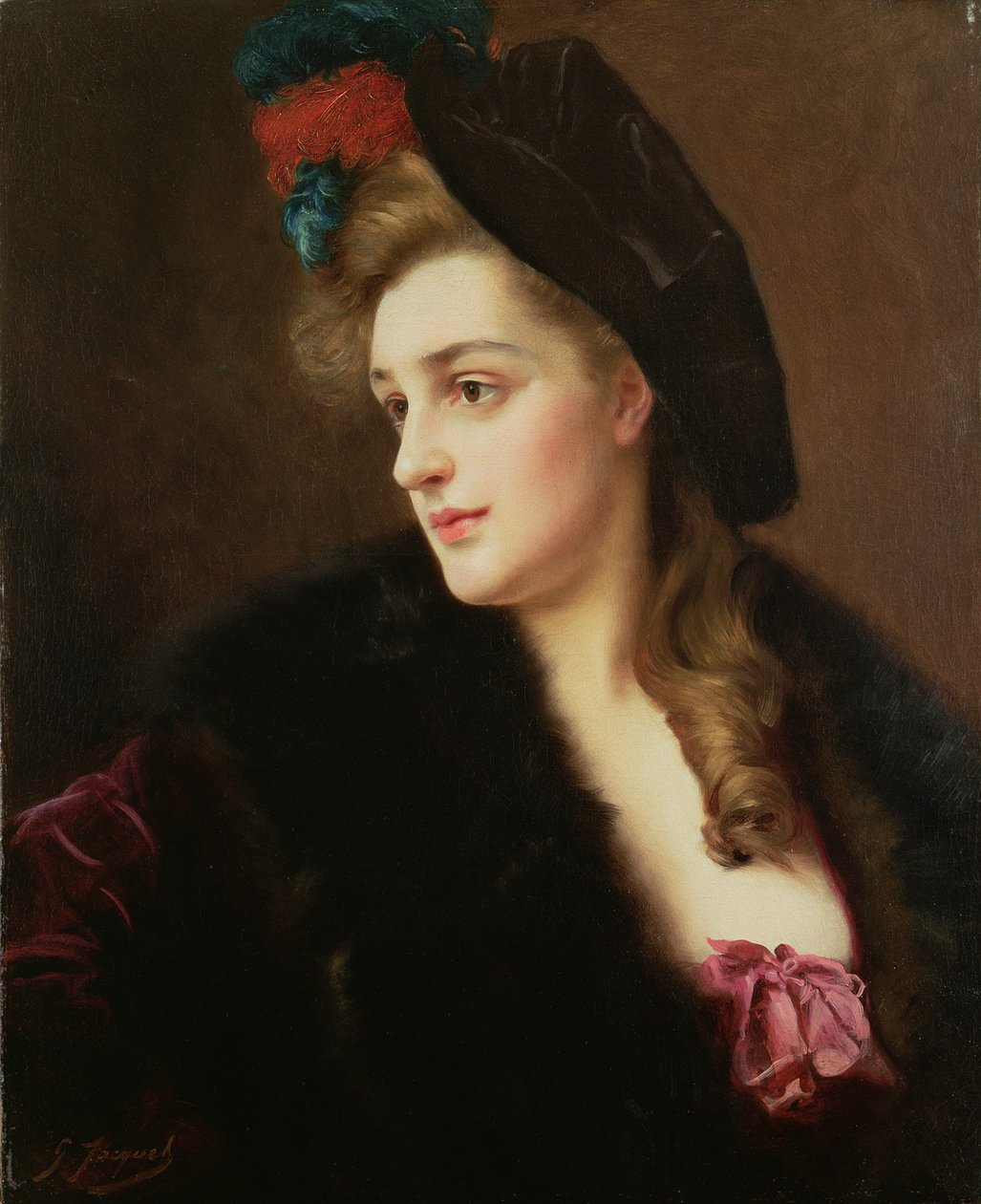 Portrét ženy v klobouku od Gustave Jacquet