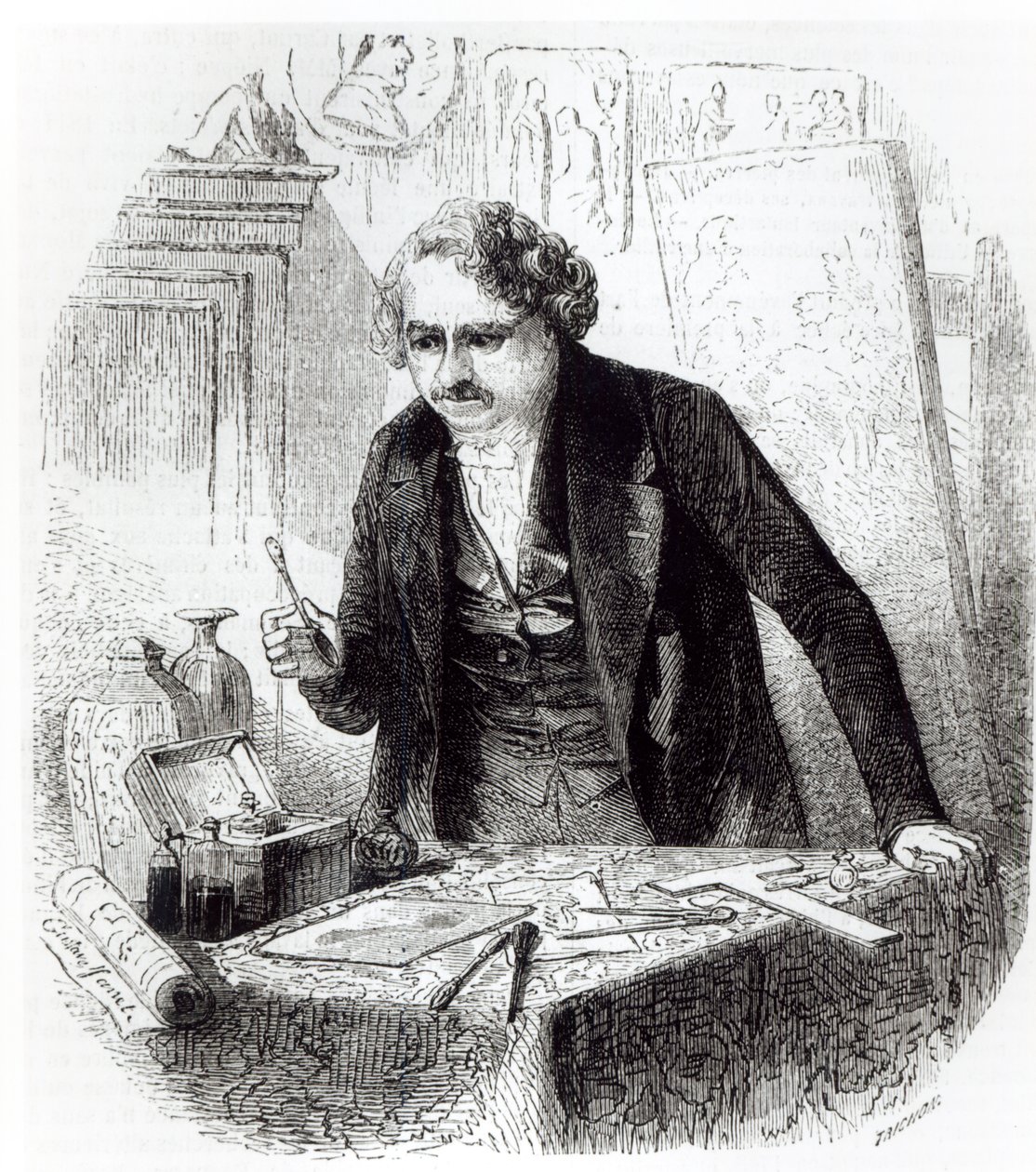 Daguerre objeví účinek na lžičce, která náhodou zůstala na jodizovaném stříbrném talíři od Gustave Janet