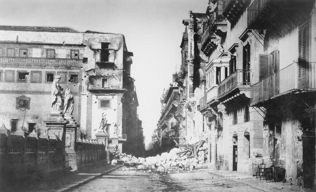 Barikáda generála Turra, Via Toledo v Palermu, červen 1860 od Gustave Le Gray