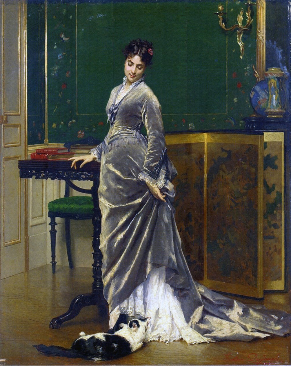 Hravá kočka od Gustave Léonard de Jonghe