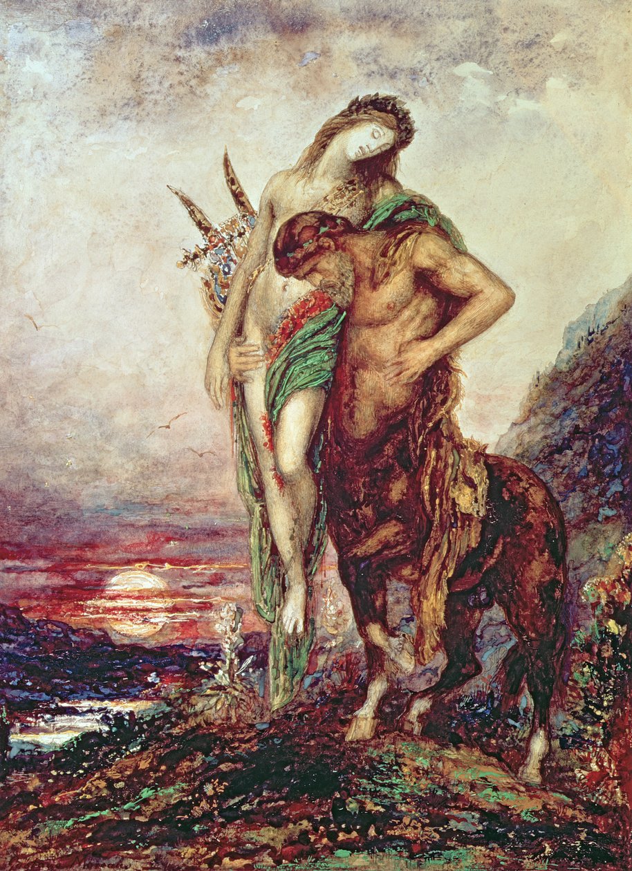 Mrtvý básník nesený kentaurem od Gustave Moreau