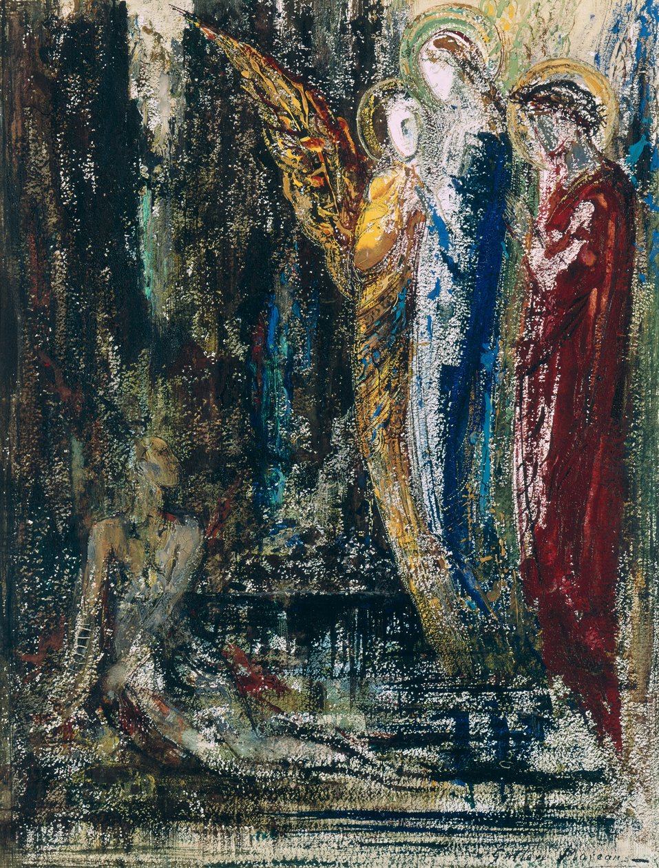 Job a andělé, kolem roku 1890 od Gustave Moreau