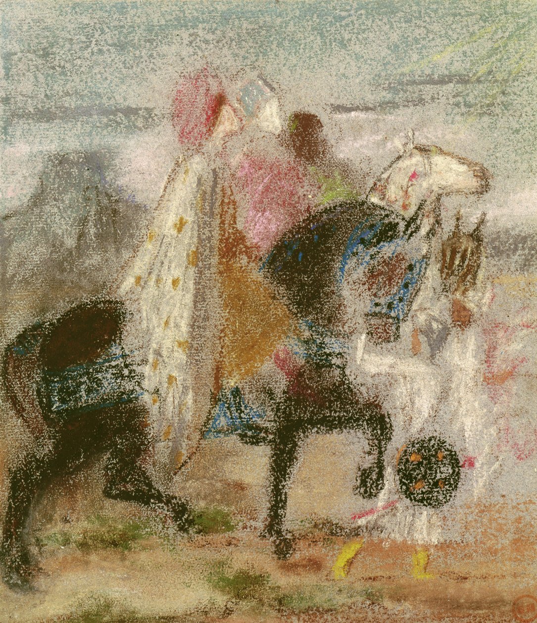 Tři mágové, začala v roce 1860 a přepracována po roce 1882 (pastel na papíře) od Gustave Moreau