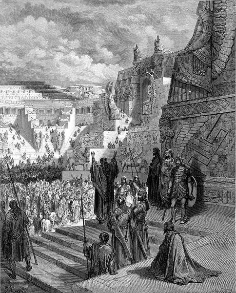 Artaxerxes Granting Liberty to the Jewish, rytý Ligny, c.1868 (rytina) od Gustave (after) Dore