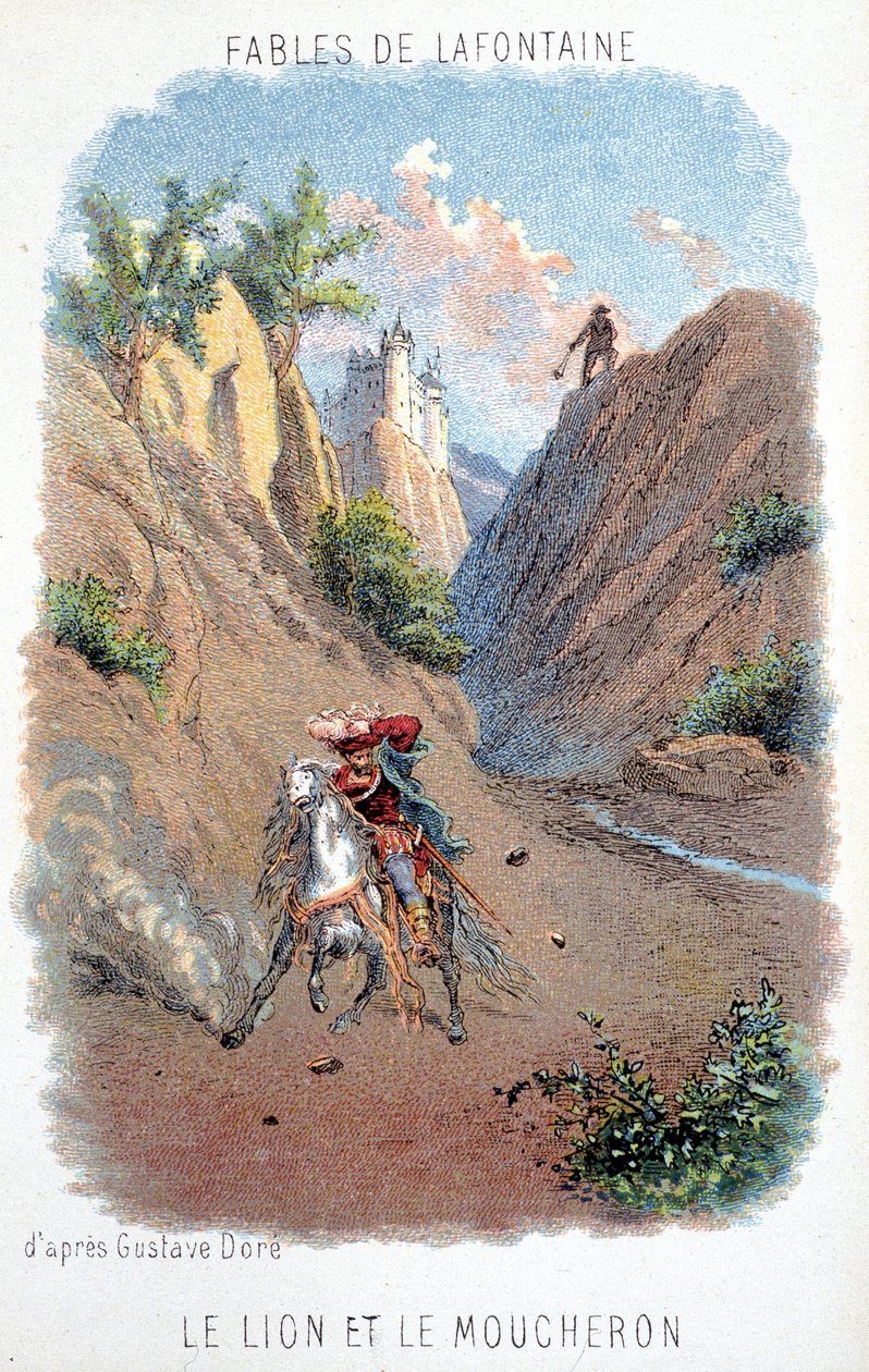 Bajky z La Fontaine: Lev a Moucheron podle Gustava Doré. od Gustave (after) Dore