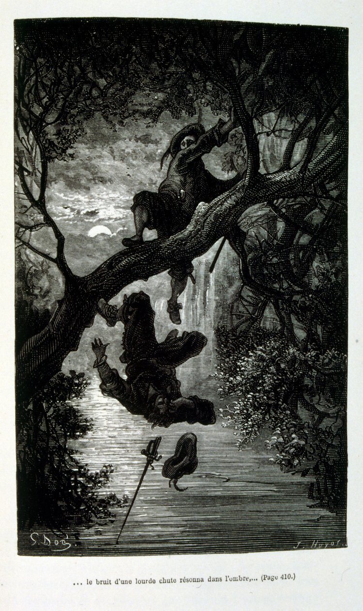 Ilustrace Gustave Dore pro „Le Capitaine Fracasse“ od Pierre Théophile Gautier (1811-1872), spisovatel, básník, malíř, umělecký kritik. Gautier byl obráncem romantismu, Gautierova práce je obtížné klasifikovat a zůstává referenčním bodem pro m od Gustave (after) Dore