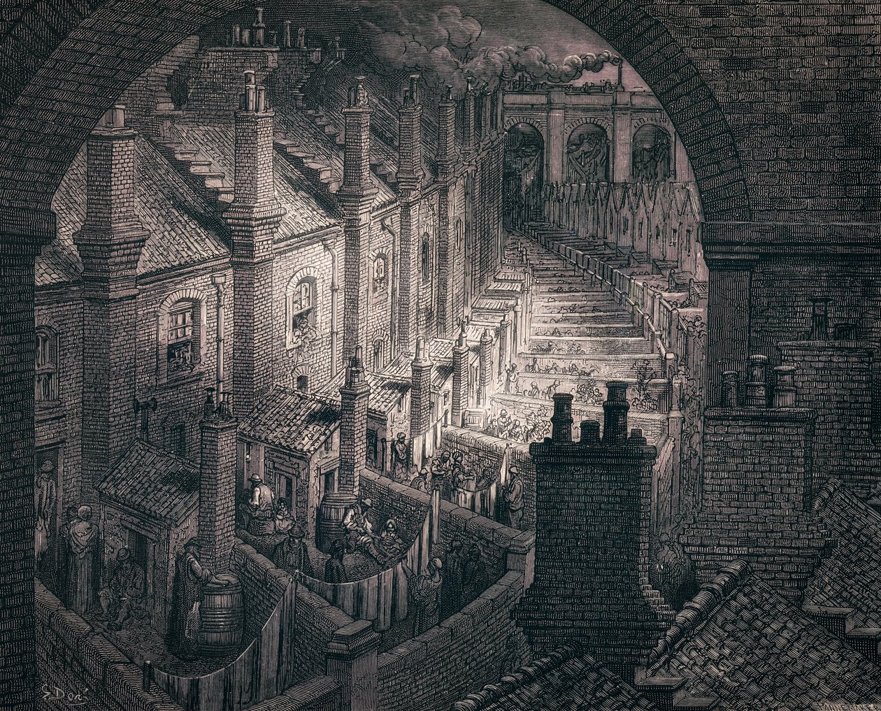 Terasy slumu, Gustave Doré od Gustave (after) Dore