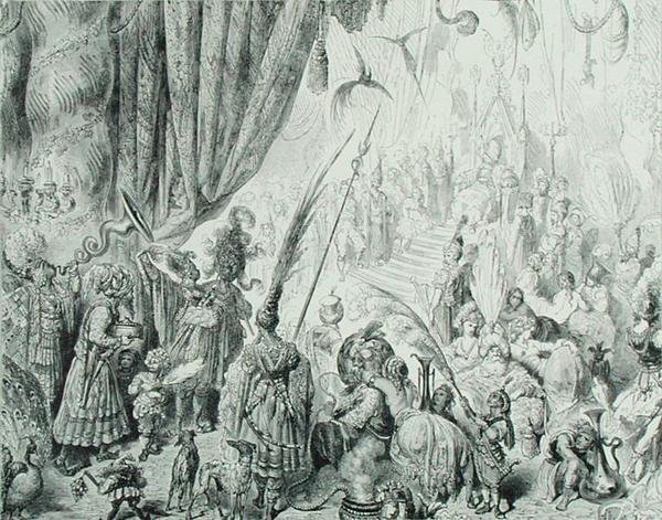 Dvůr krále Serendibu, c.1868 (rytina) od Gustave (after) Dore
