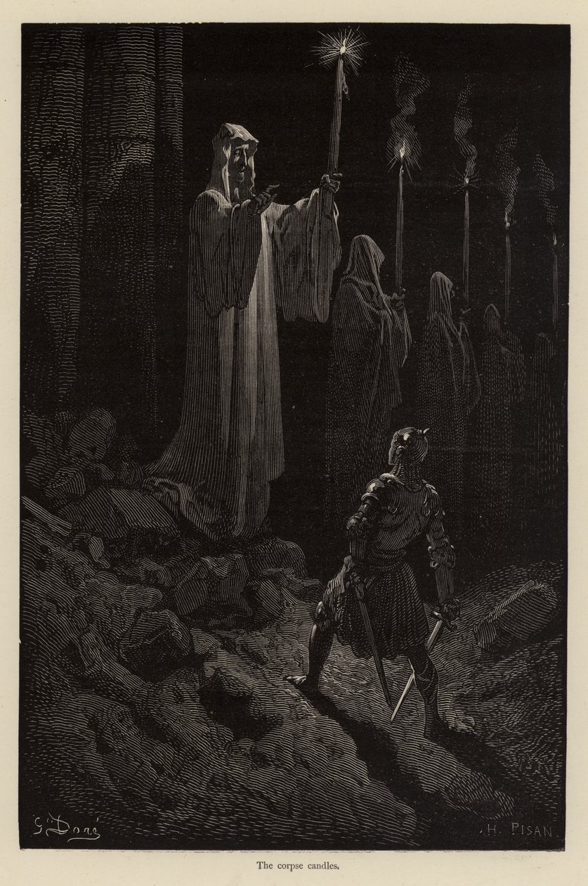 Mrtvolné svíce (rytina) od Gustave (after) Dore