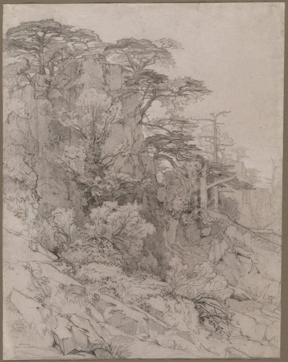 Stromy skalnaté stráně od Gustave Achille Guillaumet