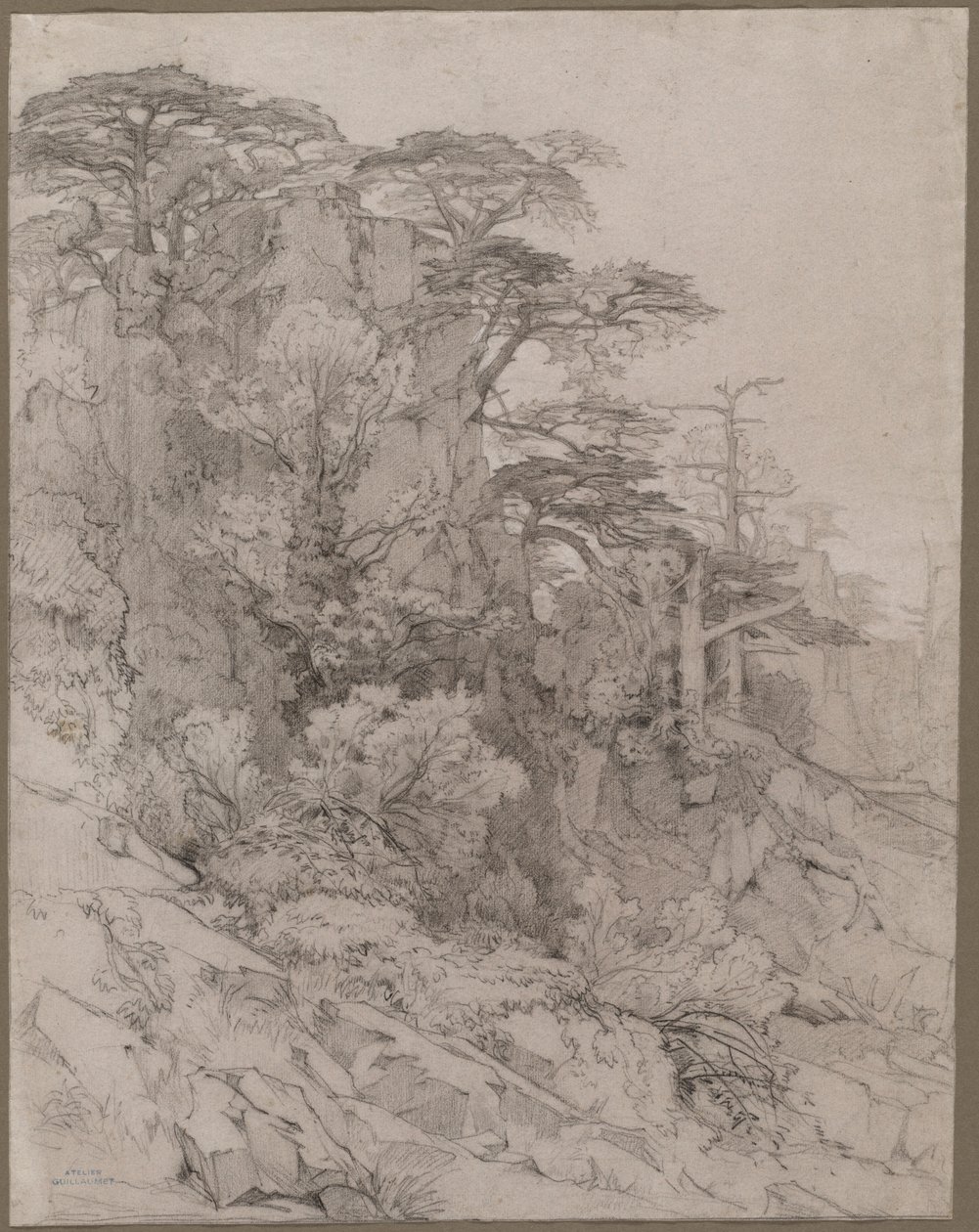 Trees of a Rocky Hillside, pozdní 1800. od Gustave Achille Guillaumet