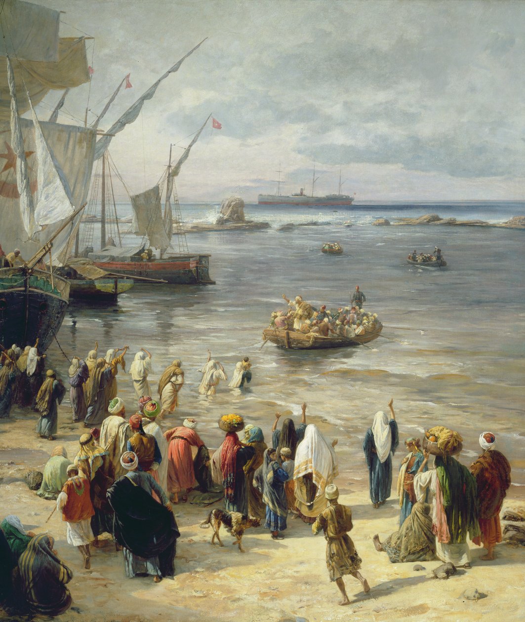 Jaffa, Rekrutování tureckých vojáků v Palestině, 1888 (pravý detail 226323) od Gustave Bauernfeind