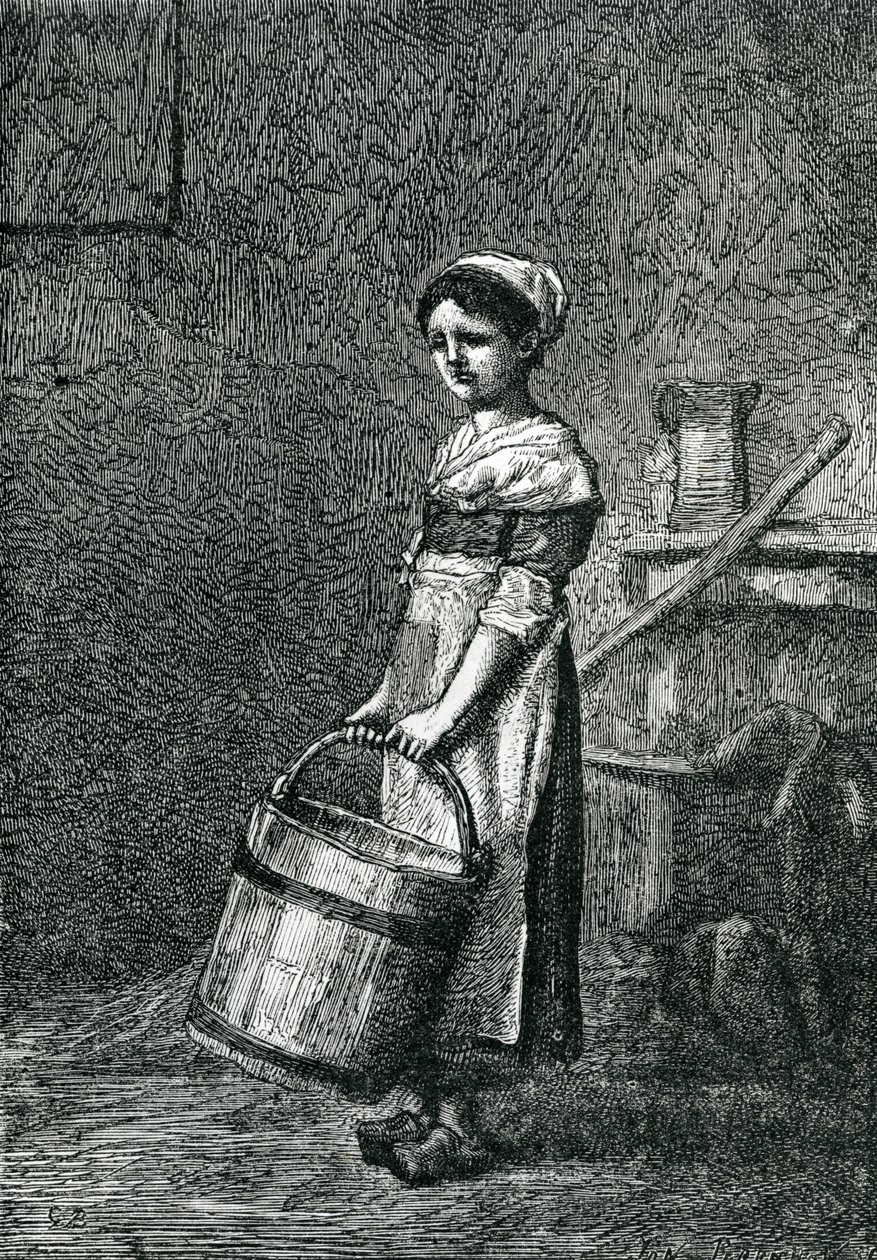 Cosette Carrying a bucket, ilustrace z 