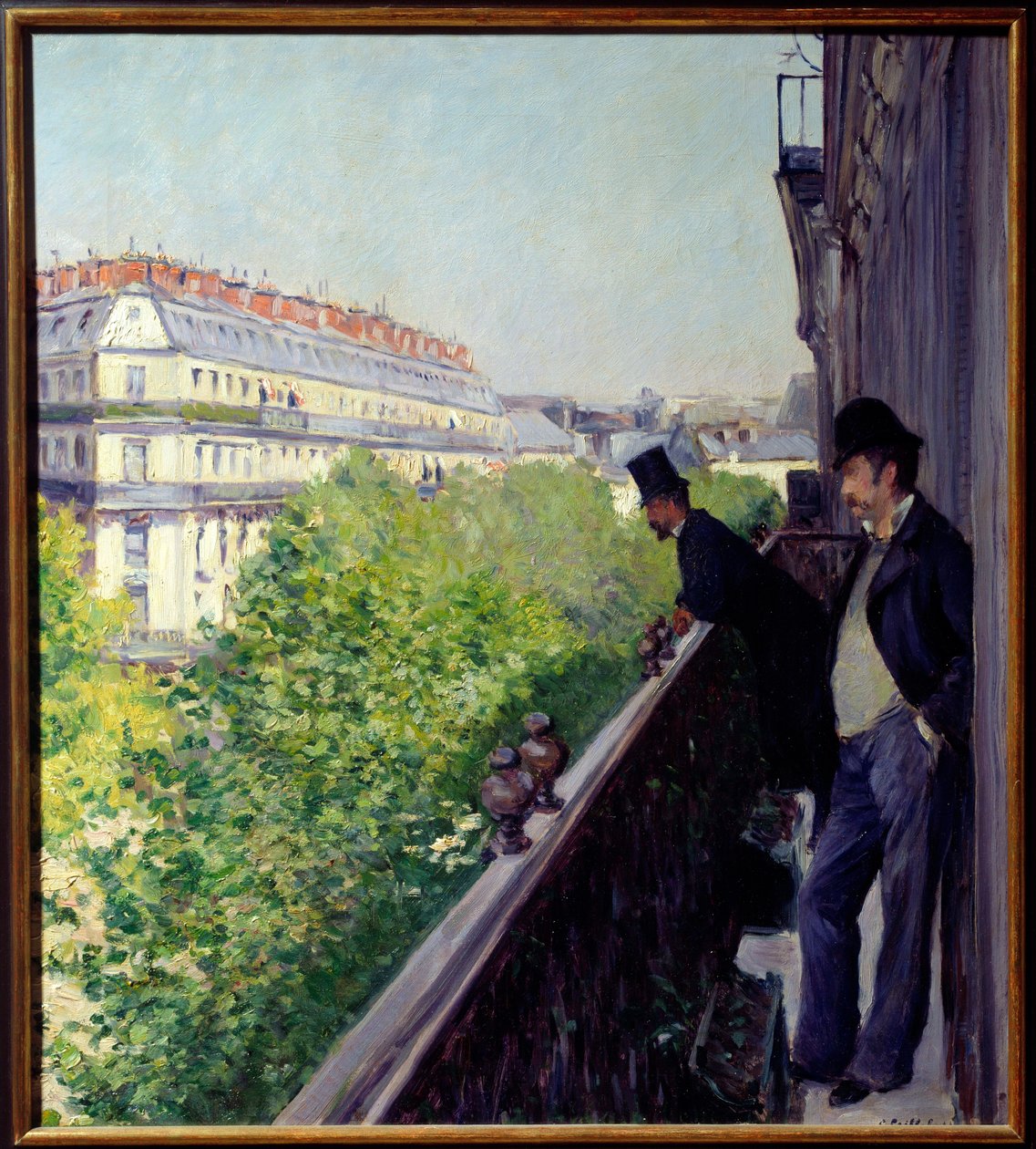 Pařížský balkon na obraze z roku 1880 od Gustava Caillebotteho (1848-1894) 1880 Rozm. 0,6x0,66 m Soukromá sbírka - Pařížský balkon v roce 1880. Obraz Gustava Caillebotte (1848-1894) od Gustave Caillebotte