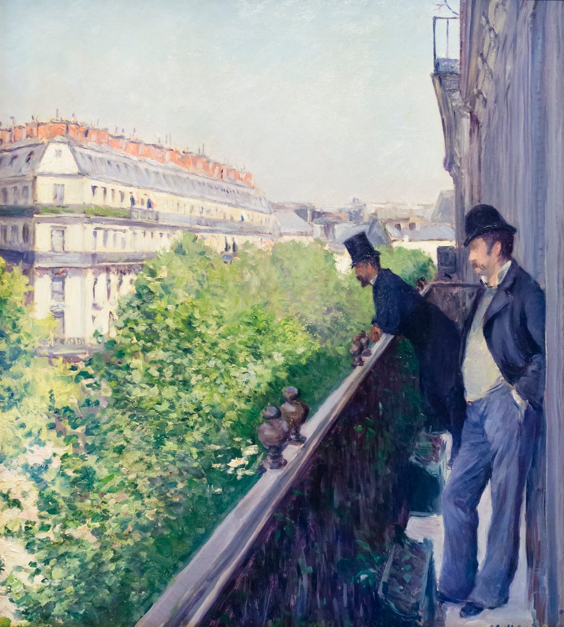 Parveke, bulevard Haussmann, c. 1880 (öljy kankaalle) od Gustave Caillebotte