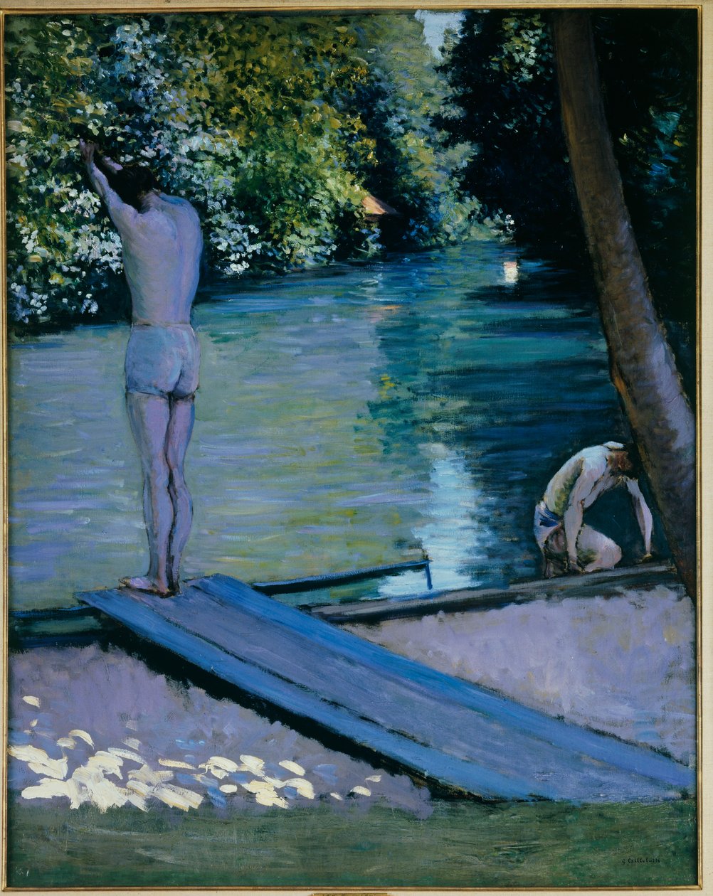Bather se chystá ponořit do řeky Lyerres od Gustave Caillebotte