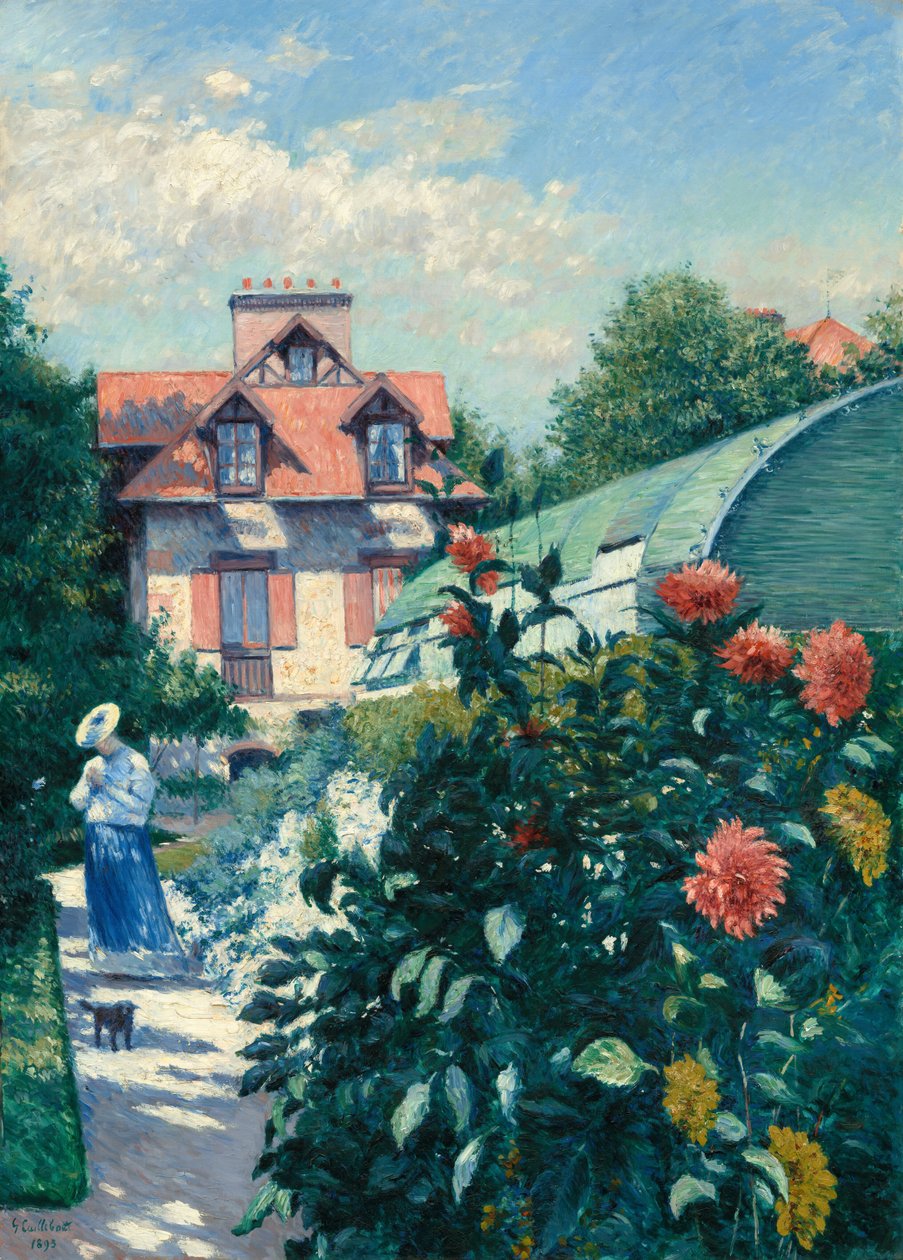 Jiřiny, zahrada u Petit Gennevilliers od Gustave Caillebotte
