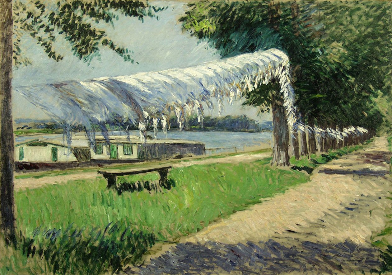 Sušení prádla na břehu Seiny, Petit Gennevilliers od Gustave Caillebotte