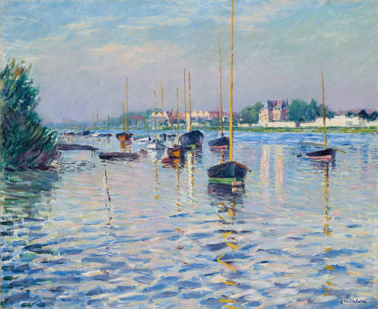 Francouzsky: Bateaux au mouillage sur la Seine à Argenteuil Lodě zakotvené na Seině v Argenteuil od Gustave Caillebotte