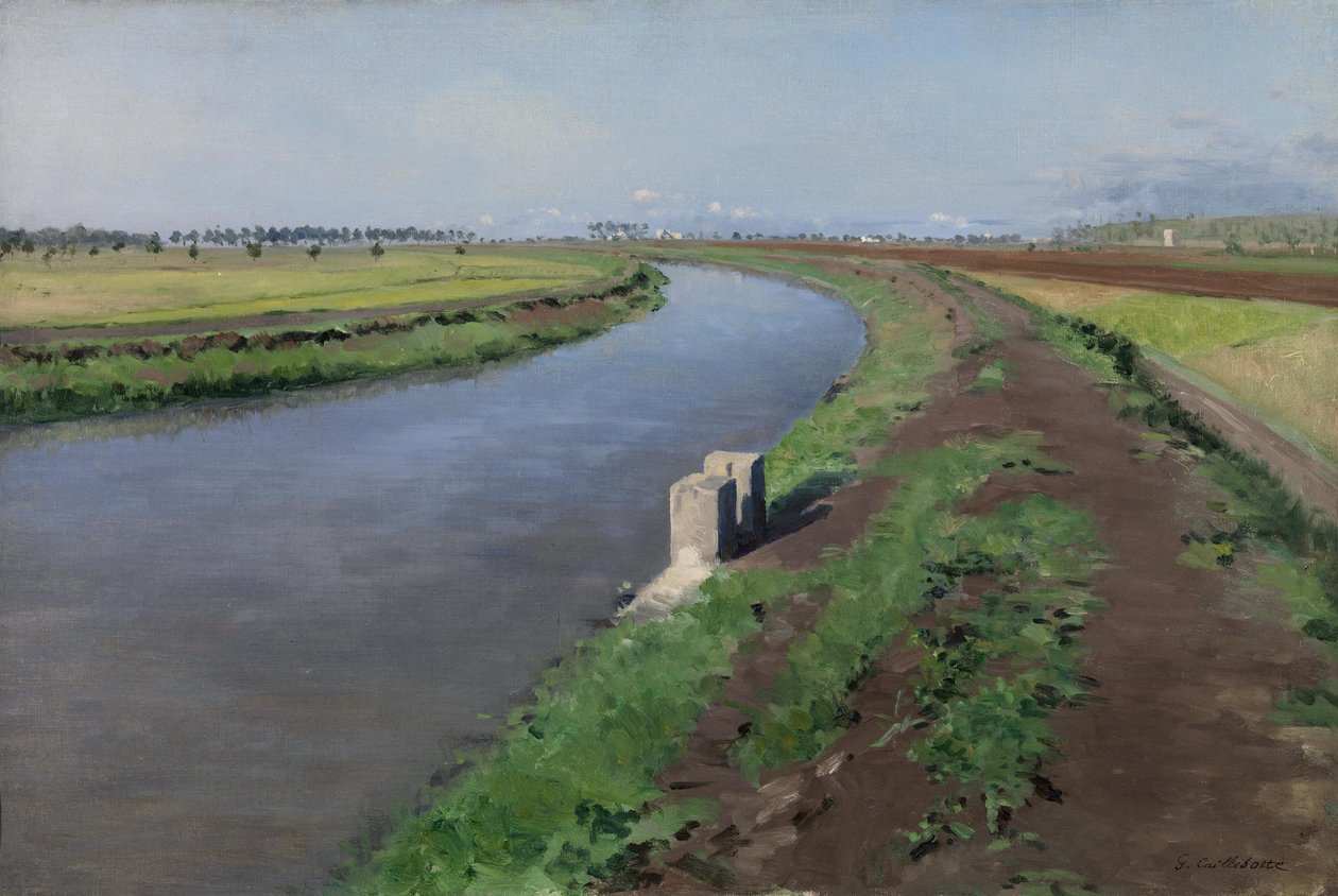 Francouzština:  Bord de canal, près de Naples Břehy kanálu, poblíž Neapole od Gustave Caillebotte