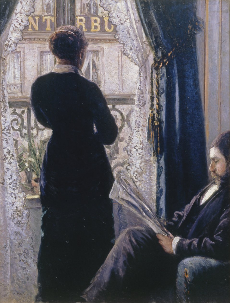 Interiér.Žena u okna od Gustave Caillebotte