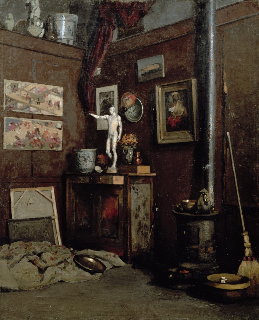 Interiér studia, cca 1872-74 (olej na plátně) od Gustave Caillebotte