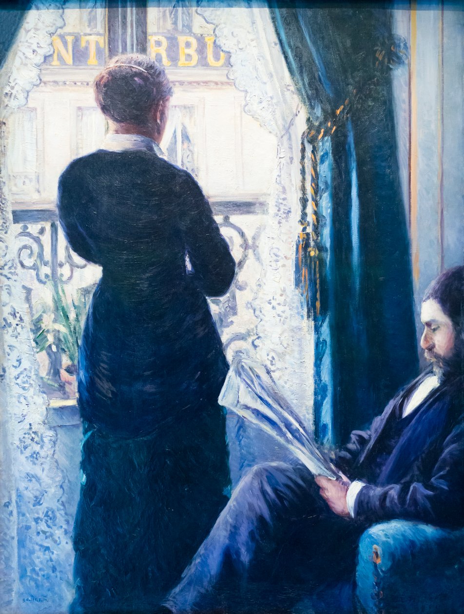 Sisustus, nainen ikkunalla, c. 1880 (öljy kankaalle) od Gustave Caillebotte