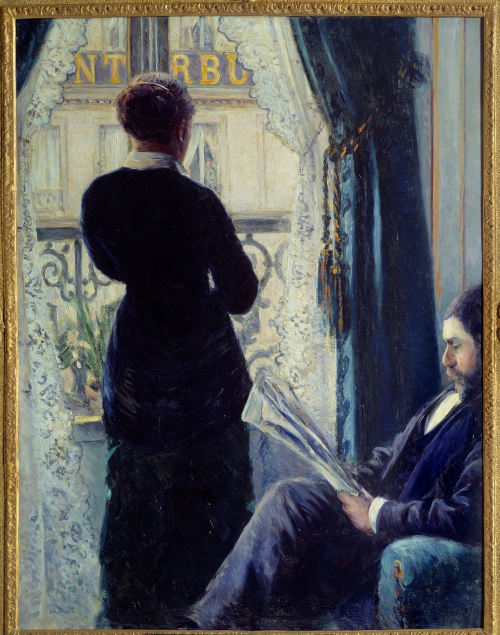 Interiér, žena v okně od Gustave Caillebotte