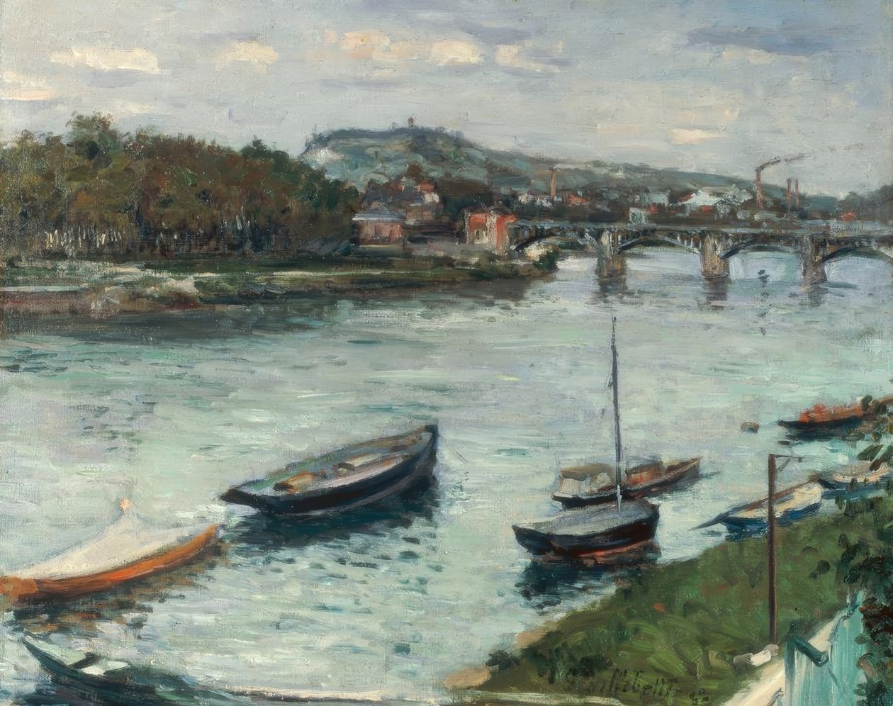 Banka a most Argenteuil od Gustave Caillebotte
