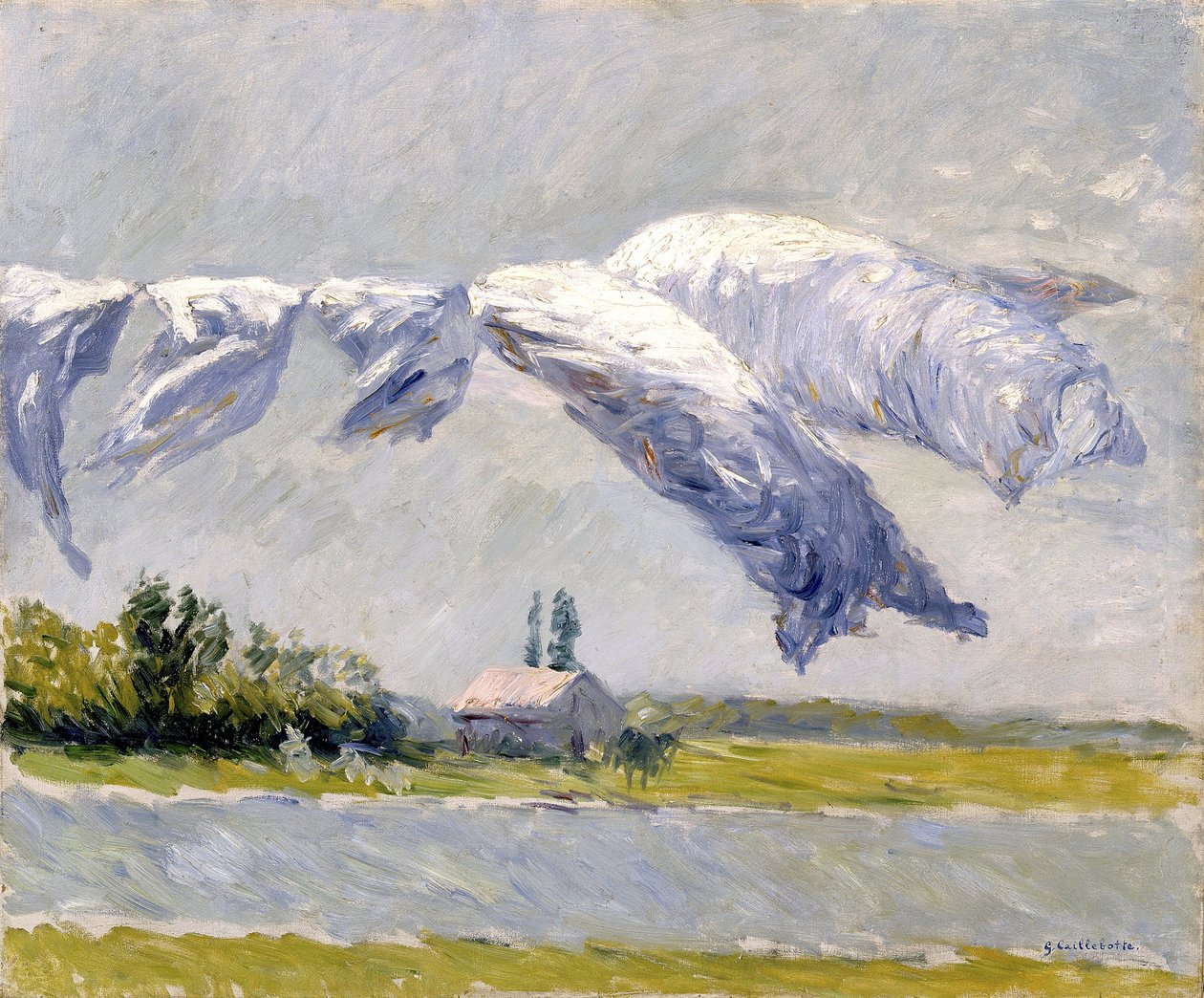 Sušení prádla, Petit Gennevilliers - Gustave Caillebotte (1848-1894). Olej na plátně od Gustave Caillebotte