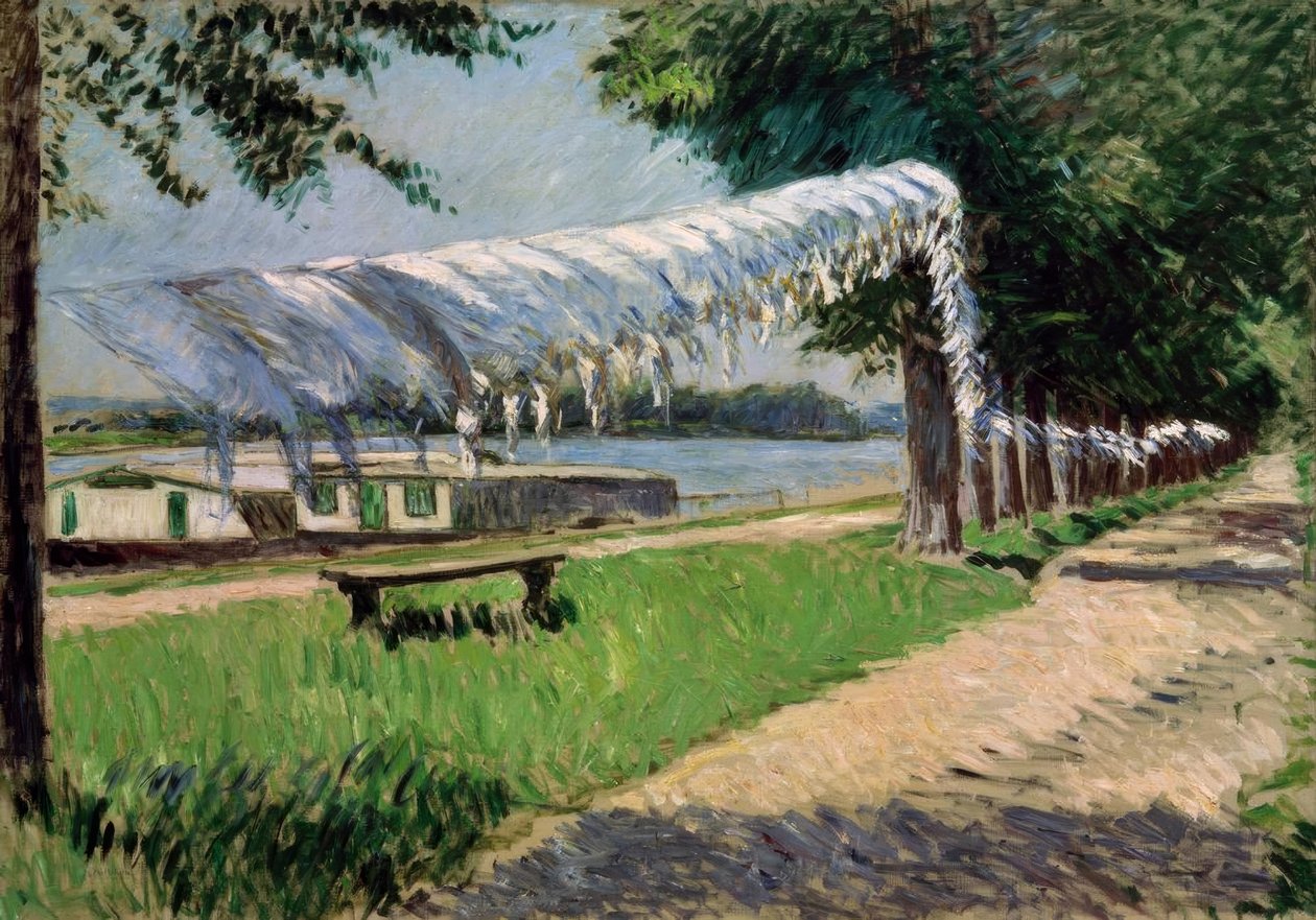 Sušení prádla na břehu Seiny, Petit Gennevilliers od Gustave Caillebotte