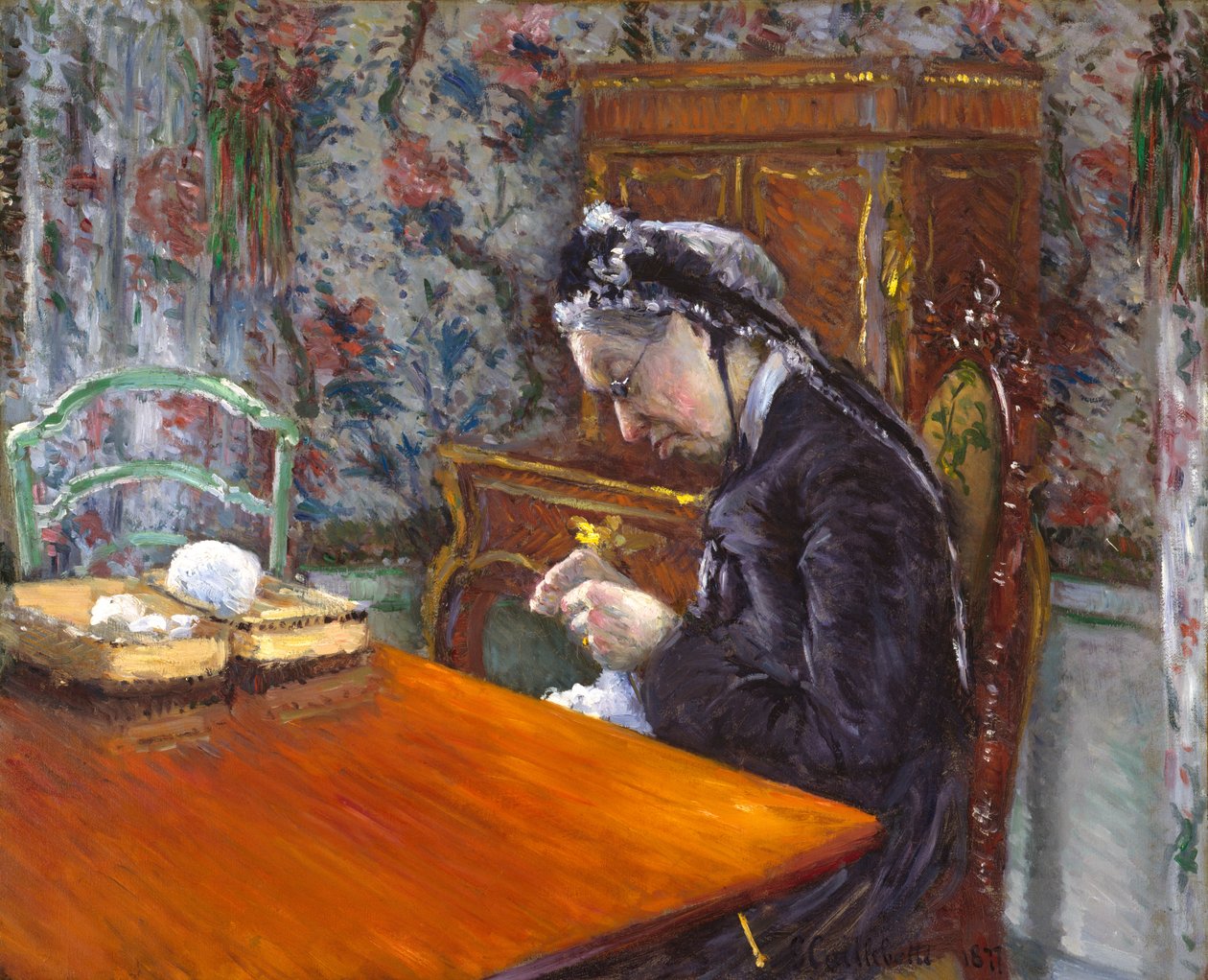 Mademoiselle Boissiere Knitting, 1877 od Gustave Caillebotte