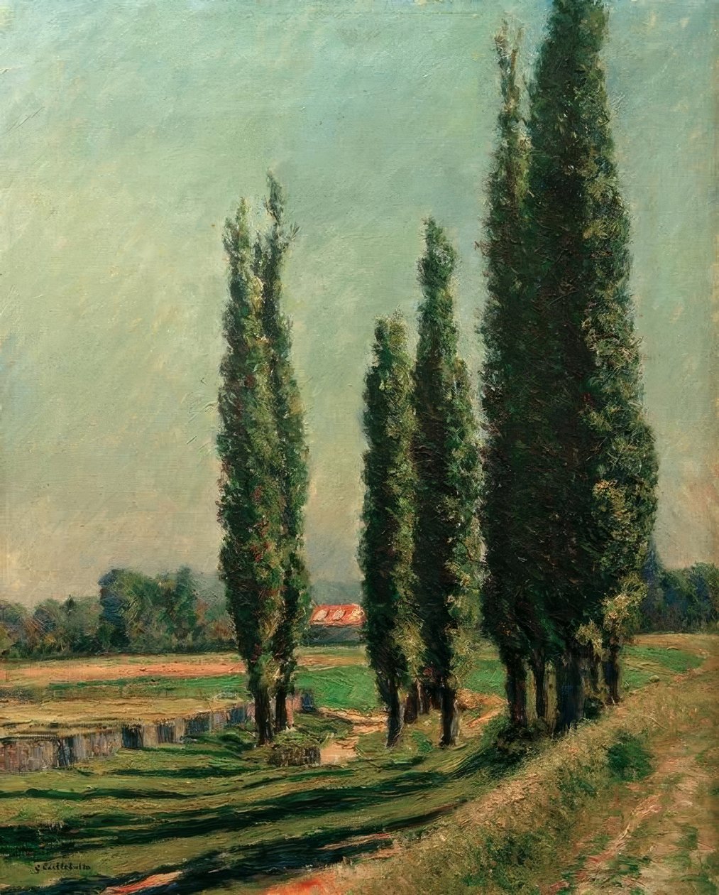 Topoly na hrázi Argenteuil, v Petit Gennevilliers od Gustave Caillebotte
