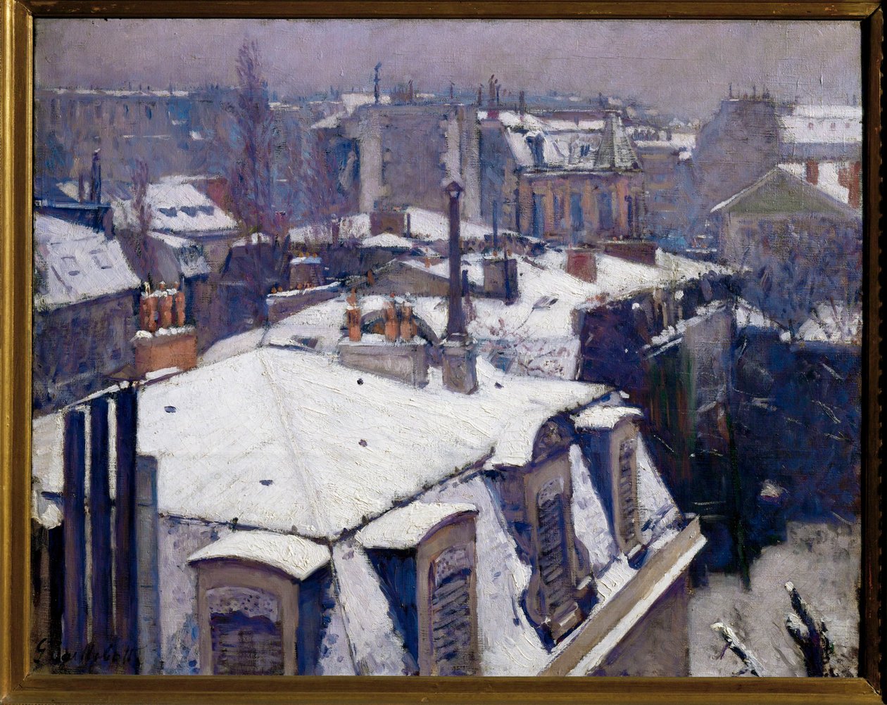 Sníh na střechách (malba na plátně) od Gustave Caillebotte