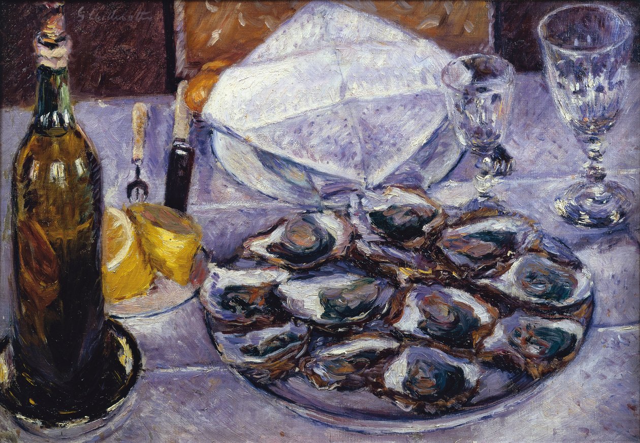 Zátiší s ústřicemi, 1881 od Gustave Caillebotte