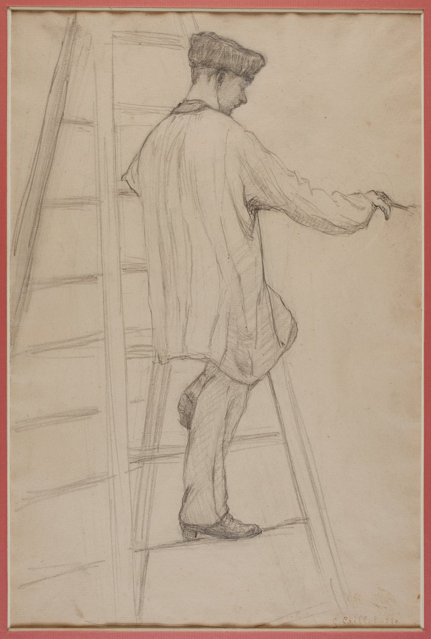 Studie pro malíře pokojů: Muž na žebříku od Gustave Caillebotte