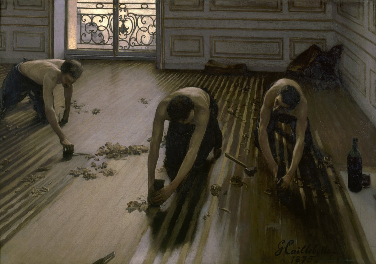 Škrabky na podlahu, 1875 od Gustave Caillebotte