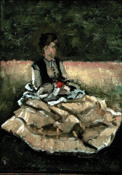 Žena sedící na trávníku (olej na plátně) od Gustave Caillebotte