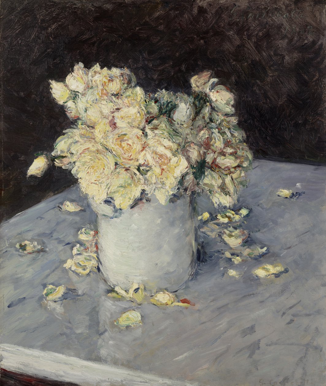Žluté růže ve váze od Gustave Caillebotte