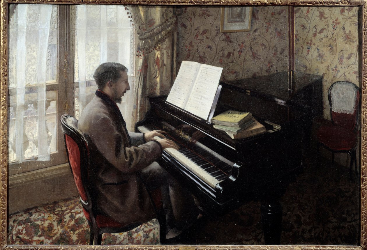 Mladý muž hraje na klavír. Obraz Gustava Caillebotteho (1848-1894) od Gustave Caillebotte