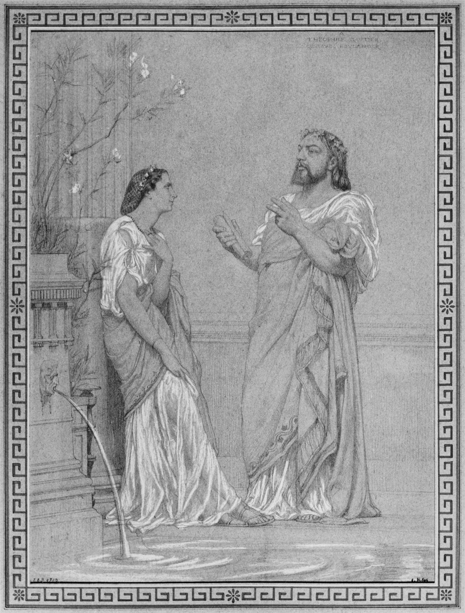 Theophile Gautier a Maria Favart, skica k obrazu 