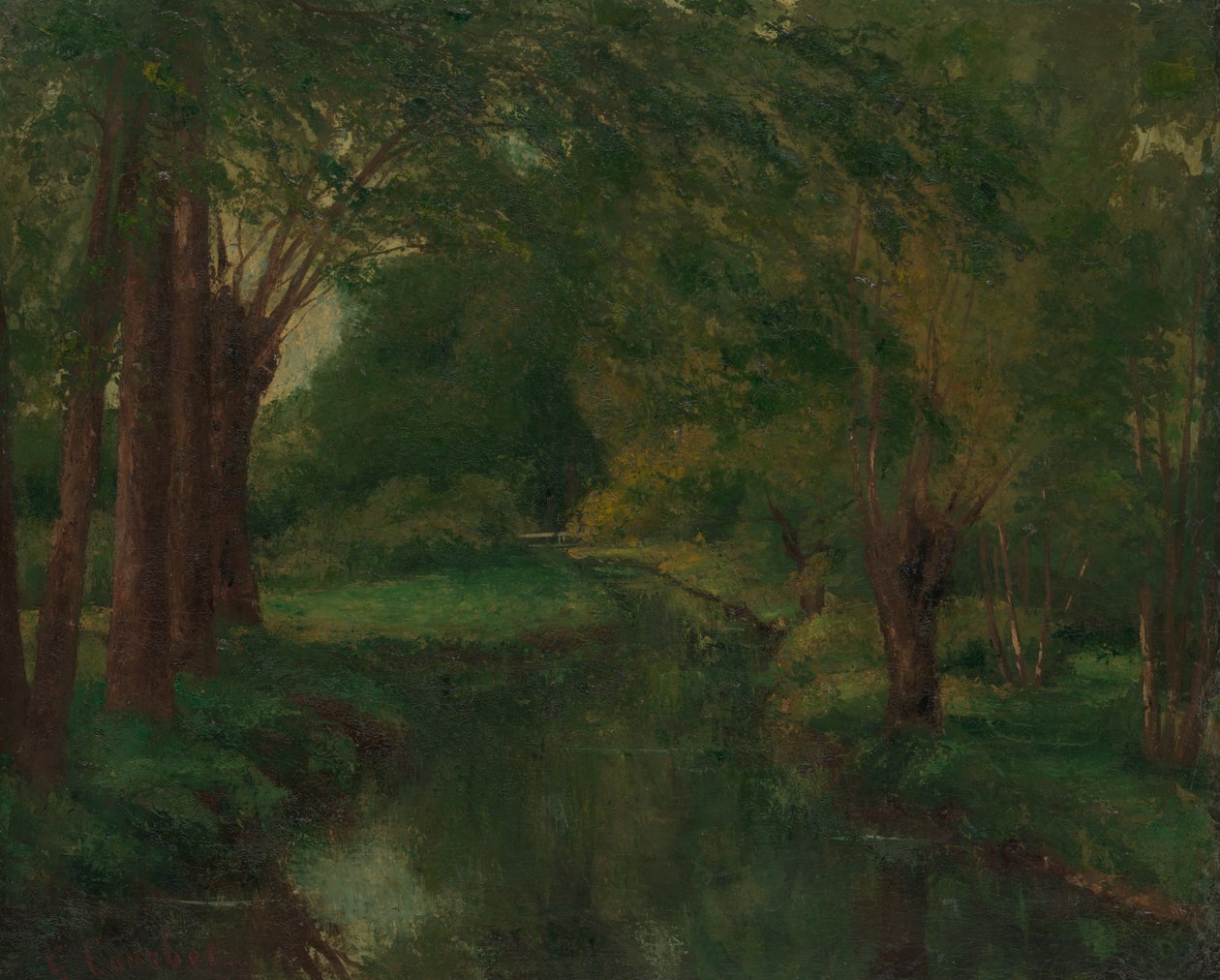 A Brook in a Clearing možná Brook, Valley of Fontcouverte, Study, pravděpodobně 1862. od Gustave Courbet