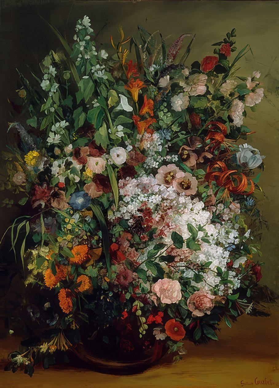 Kytice ve váze. 1862 od Gustave Courbet