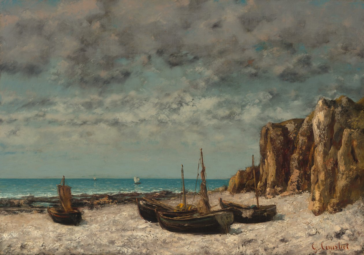 Lodě na pláži, Etretat od Gustave Courbet